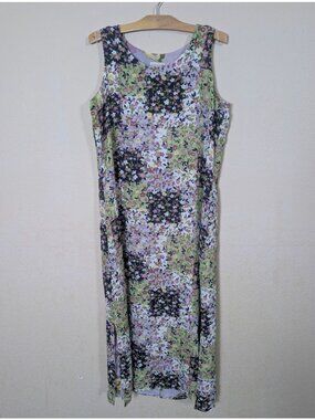 Y2K Vintage Patchwork Floral Dress Maxi Sleeveless Boho Chic Studio Ease sz 14